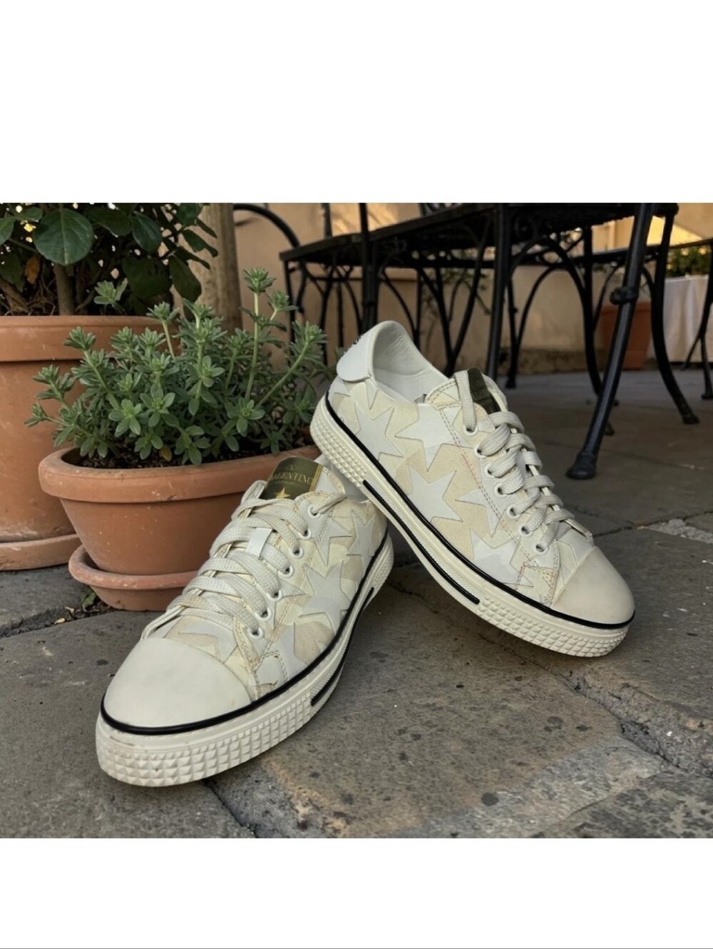 VALENTINO Garavani Camo Leather Star White Sneaker Womens Size 37-US Size 6.5